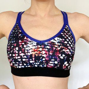 Zella Purple Strappy Artsy Sports Bra with Mesh back